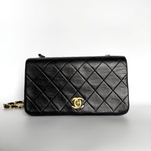Chanel Classic Flap Mini Vintage 1989-1991 Black Lambskin Leather with 24k Gold Hardware