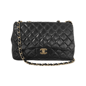Chanel Classic Flap Jumbo Vintage Black Lambskin Leather Single Flap 24k Gold Hardware, 2008-2009