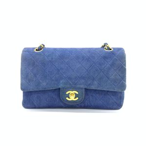 Chanel Classic Flap Vintage Medium Blue Jeans Denim with 24k Gold HW, 1989-1991