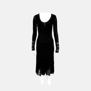 CHANEL 2005 vintage black pointelle long sleeve dress