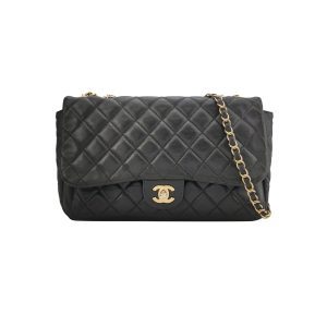 Chanel Now and Forever Large Flap Bag Black Lambskin Gold HW, 2013-14