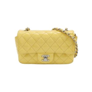 Chanel Classic Flap Rectangular Mini Yellow Patent Leather Silver HW, 2014-2015