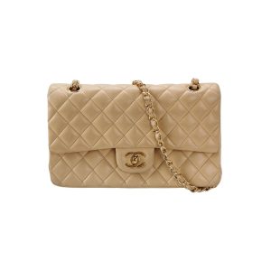 Chanel Classic Flap Medium Beige Lambskin Leather with Gold HW, 2009