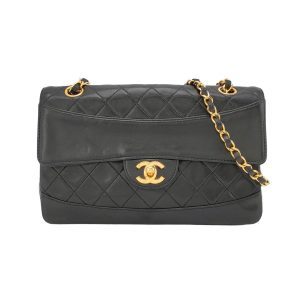 Chanel Classic Flap Vintage 1989 Black Lambskin Leather with 24k Gold Hardware