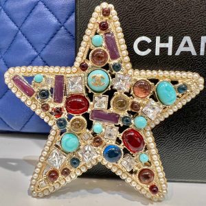 CHANEL Multicolor Gems Star Brooch