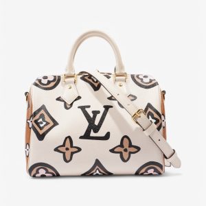 Louis Vuitton Speedy Bandouliere Cream / Brown Coated Canvas 25