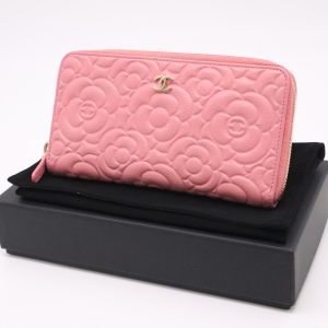 Chanel Long Wallet in Pink Camellia Leather