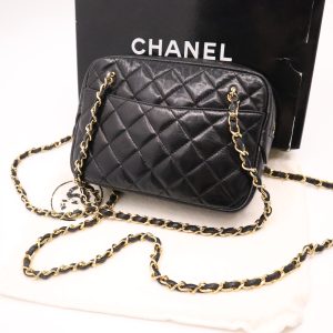 Chanel Camera Bag in Black Mattelasse Lambskin Leather