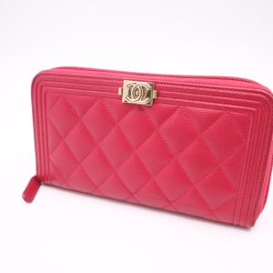 Chanel Boy Long Zippy in Pink Caviar Leather