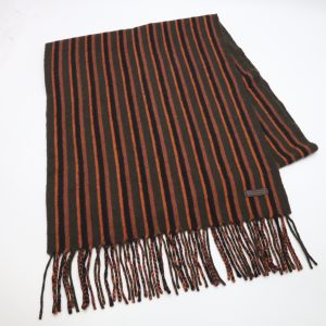 Louis Vuitton Striped Scarf in Brown and Orange Wool and Cashmere