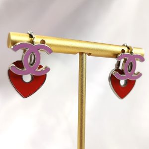 Chanel Heart Earrings in Pink and Red