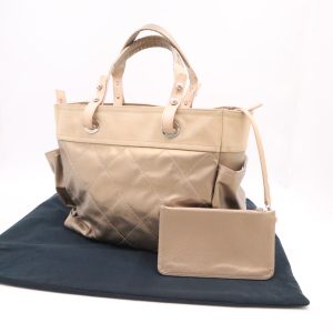 Chanel Paris Biarritz Tote Bag Large in Gold Mattelassé Leather