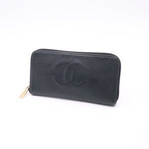 Chanel Long Zippy Wallet in Black Caviar Leather