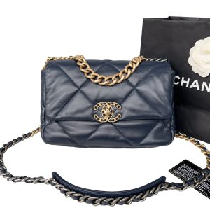 Chanel 19 Bag Small Navy Gold Hardware Chain Crossbody Bag