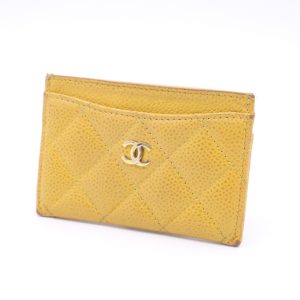 Chanel Card Case in Yellow Caviar Leather
