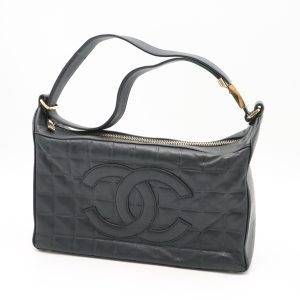 Chanel Chocobar Shoulder Bag in Black Leather