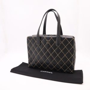Chanel Large Surpique Tote in Black Leather