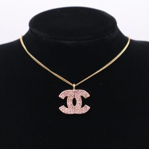 Chanel Necklace in Gold with Pink Rhinestones