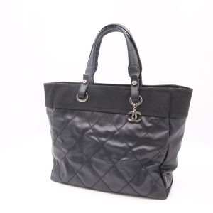 Chanel Paris Biarritz Tote Bag in Black Mattelassé Leather