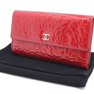 Chanel Long Wallet in Red Patent Leather
