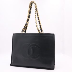 Chanel Large Chain Tote in Black Leather