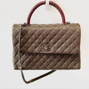 CHANEL COCO CAVIAR QUILTED LIZARD HANDLE BAG