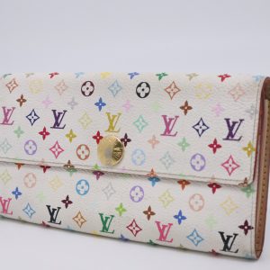 Louis Vuitton Portefeuille Sarah Wallet in White Multicolor Monogram Canvas