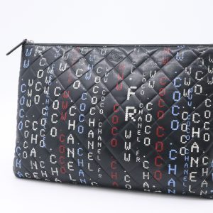 Chanel Large Pouch in Quilted Data Center O Black Leather