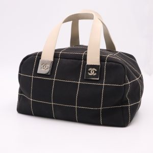 Chanel Chocolate Bar Handbag in Black Canvas