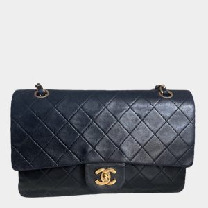 Chanel Classic Flap Vintage Black Lambskin Leather with 24k Gold Hardware