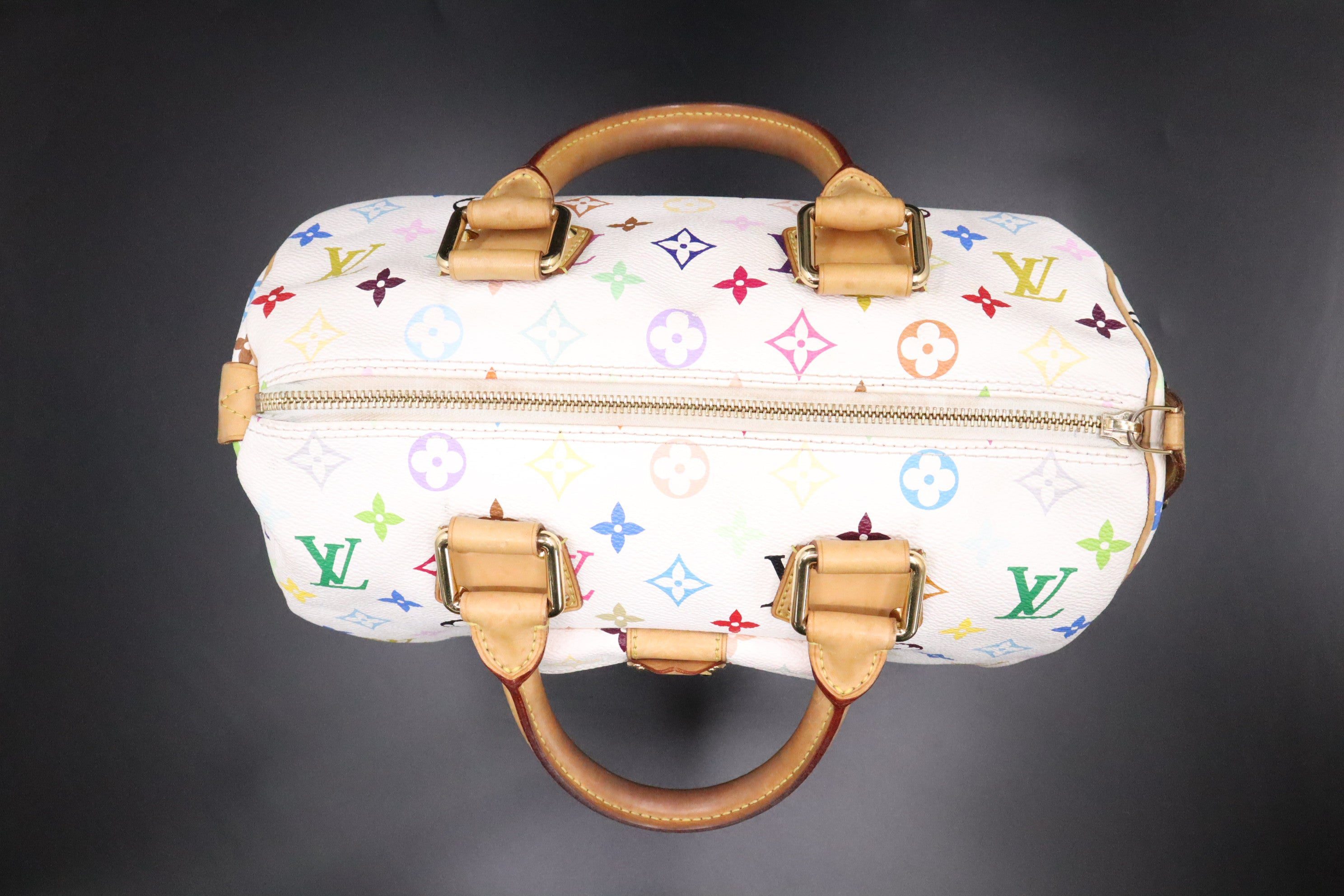 Louis Vuitton Speedy 30 in White Multicolor Monogram Canvas - Image 4