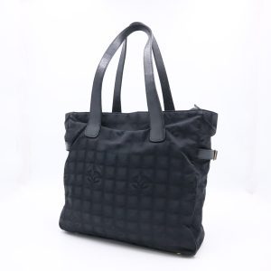 Chanel New Travel Line Tote Shoulder Tote in Black Canvas