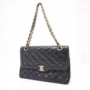 Chanel Medium Paris Double in Black Matelassé Leather