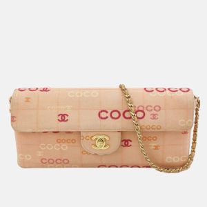 Chanel East West Chocolate Bar Pink Denim with Coco Prints