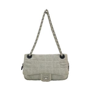 Chanel Classic Flap 2005 Medium Grey Cloth
