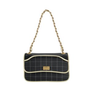 Chanel Chocolate Bar 2002 Medium Black Leather Shoulder Bag