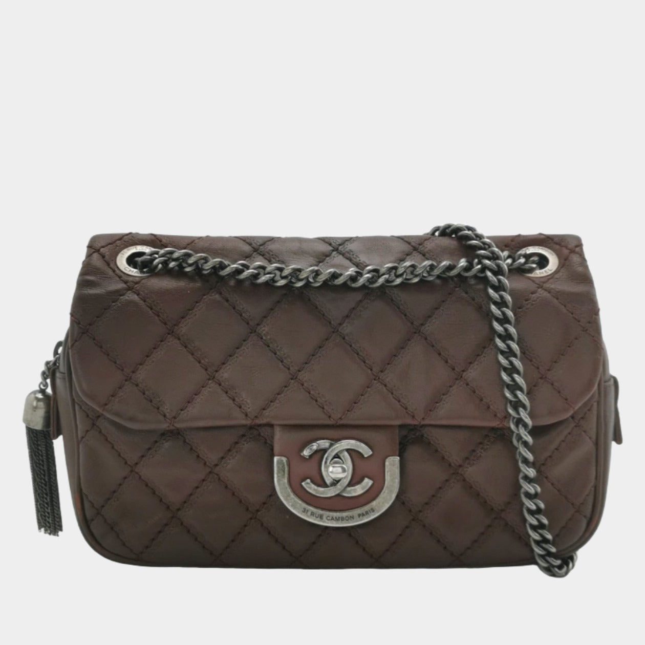 Chanel 2013 Paris-Edinburgh Medium Burgundy Flap Shoulder Bag