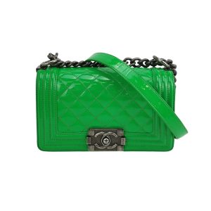 Chanel Le Boy 2016 Small Green Patent Leather Bag
