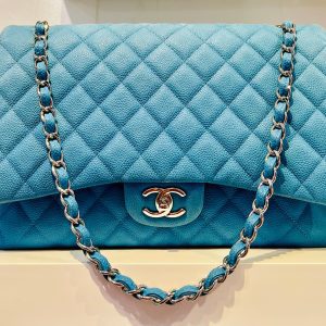 CHANEL Maxi Flap Caviar Leather Double Flap Bag-HS
