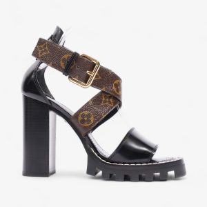 Louis Vuitton Star Trail Sandals 100 Black / Brown Monogram Patent Leather EU 38 UK 5
