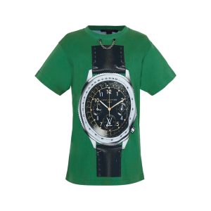 LOUIS VUITTON PRINTED WATCH JERSEY CHAIN T-SHIRT