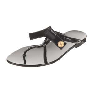 LOUIS VUITTON SHINY PATENT SEA STAR THONG SLIDE SANDALS