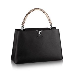 LOUIS VUITTON TAURILLON LEATHER & PYTHON SKIN CAPUCINES MM-HS