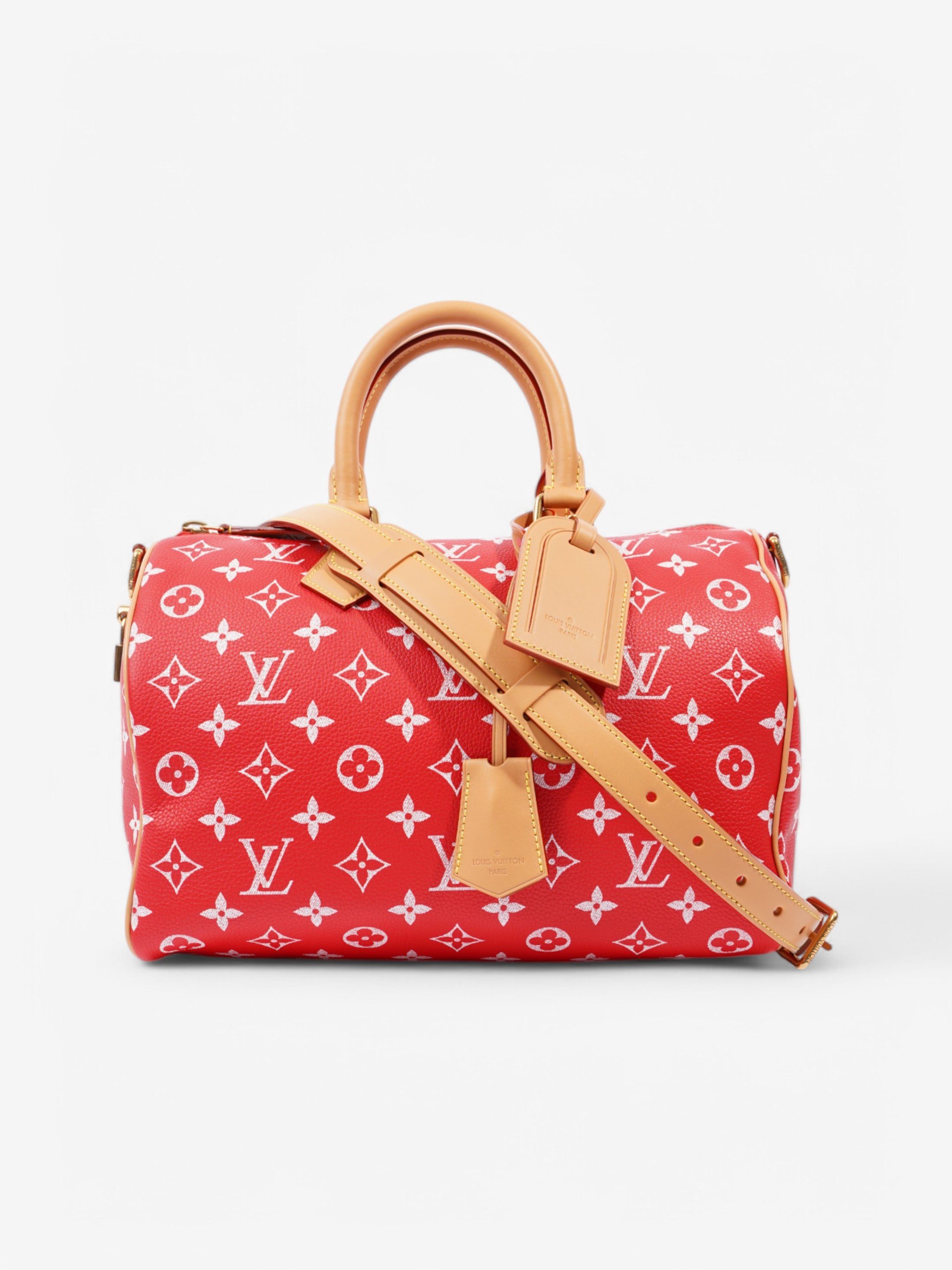 Louis Vuitton Speedy P9 Bandoulière Red Monogram Calfskin Leather 30