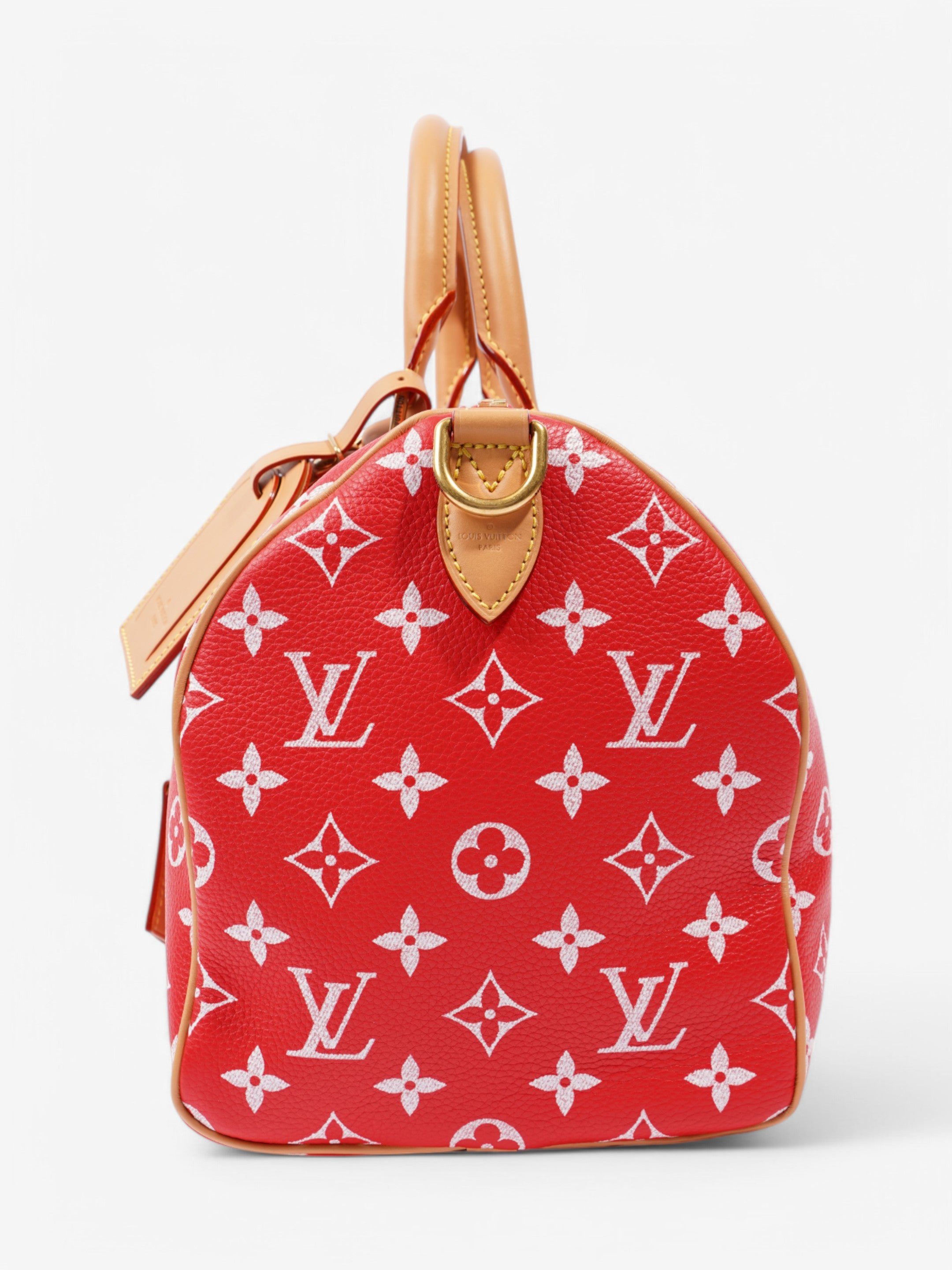 Louis Vuitton Speedy P9 Bandoulière Red Monogram Calfskin Leather 30 - Image 3