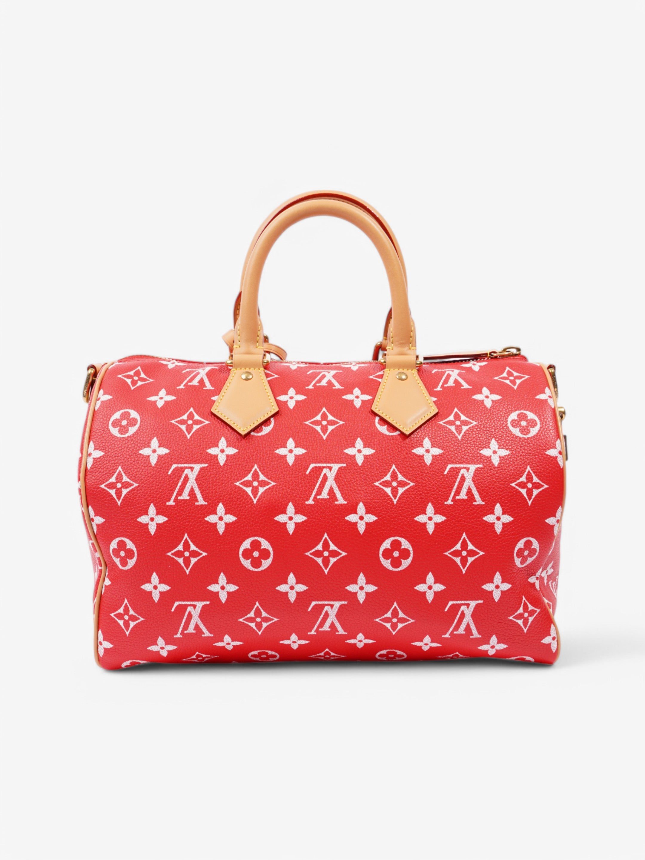 Louis Vuitton Speedy P9 Bandoulière Red Monogram Calfskin Leather 30 - Image 4