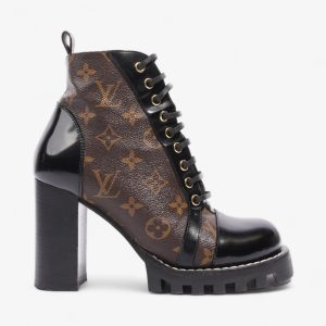 Louis Vuitton Star Trail Ankle Boots 90 Black / Brown Monogram Leather EU 38 UK 5