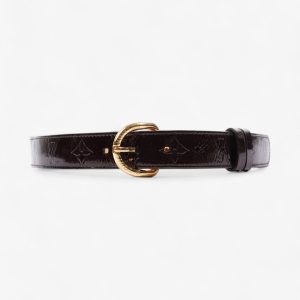 Louis Vuitton Single Buckle Belt Burgundy Patent Leather 80cm 32"
