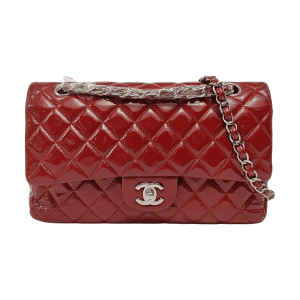 Chanel Classic Flap Medium Red Patent Leather Silver Hardware