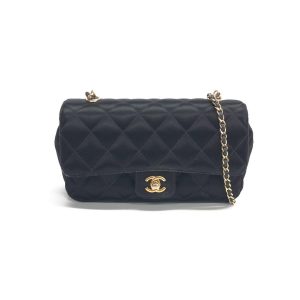 Chanel Classic Flap Mini Black Silk Satin Gold Hardware 2015-2016